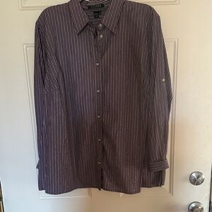 Lauren size 2x Dark Purple Striped Button Down Shirt.